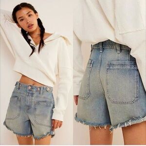 Free People We The Free Palmer Denim Shorts Size 27 NWT Distressed Relaxed